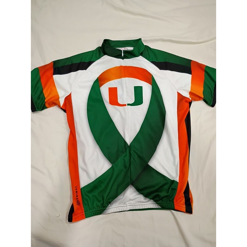 Miami University Cancer PRIMAL Green Orange White Cycling Jersey Bikers Sz M